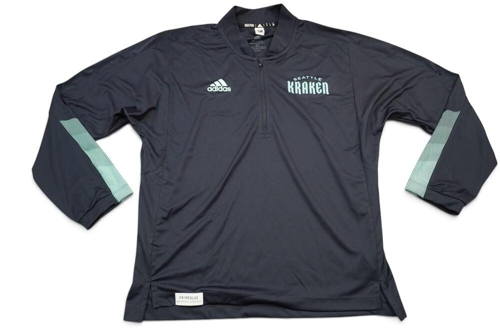 Seattle Kraken Jacket Mens Medium Blue NHL Hockey Adidas Primeblue 1/4 Zip